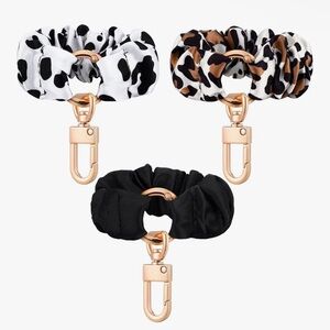 🆕 3 Pcs Scrunchie Keychain Wristlet Cute Bracelet Stretchy Car Keyring Holder